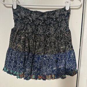 Mocmoc Pattern Blocked Smocked Mini Skirt - S